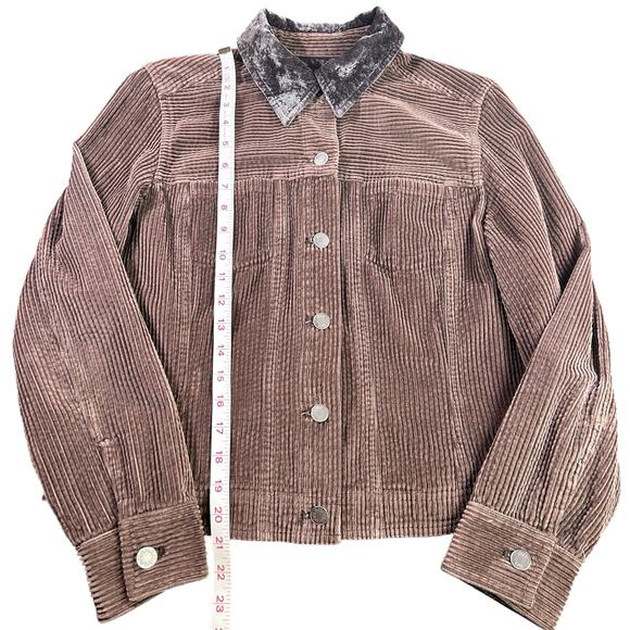 J.Jill Corduroy Jacket Petite Women Small  Brown Velvet Collar Cozy Button Coat - Picture 13 of 13